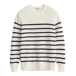 New ALEX MILL Cotton Textured Striped Crew Sweater SZ:M